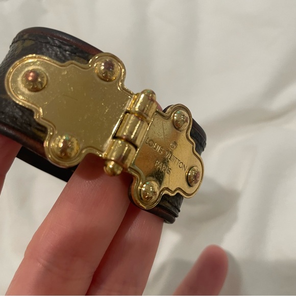 Louis Vuitton Save It Brown Monogram Canvas Cuff Bracelet 100% Authentic - Picture 7 of 11